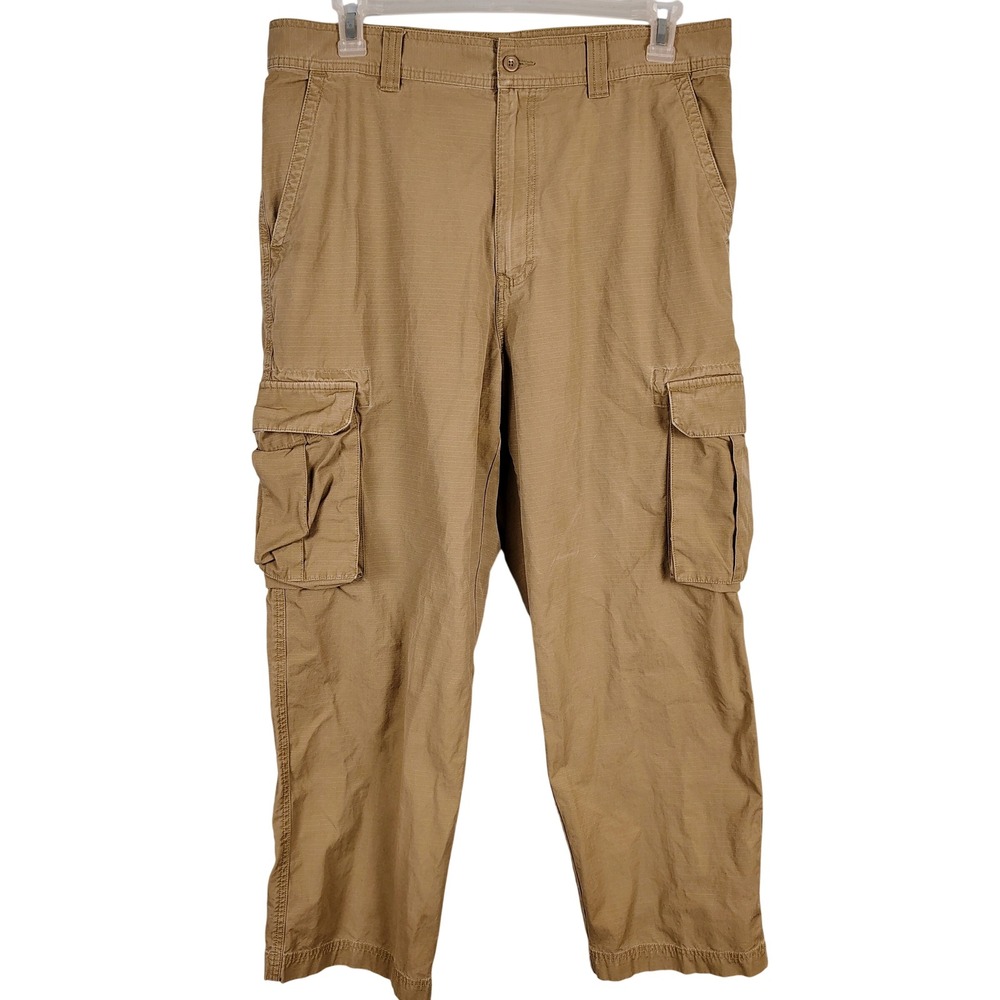 Tommy Hilfiger Mens 36/30 Cargo Pants Tan Cotton Ripstop Gorpcore Streetwear